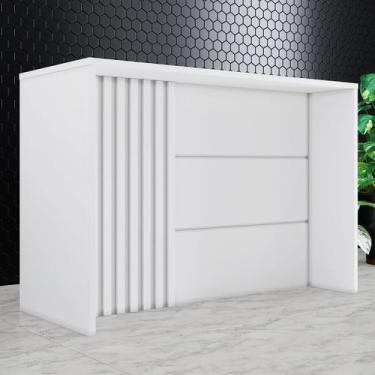 Imagem de Bancada de Cozinha Ilha Gourmet com Ripado Branco Hp -  Henn, Branco, 