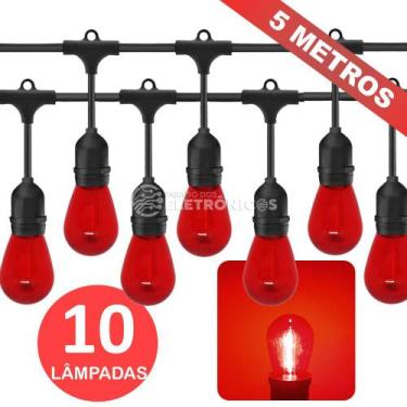 Imagem de Kit Varal de Luzes Iluminado Com 10 Lâmpadas LED S14 Retrô Econômica 1