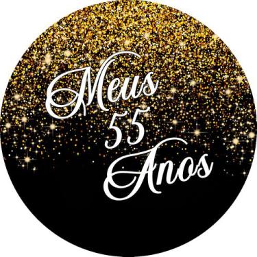 Imagem de Painel De Festa Redondo 1,50x1,50 - Fundo Preto Efeito Glitter e Brilh