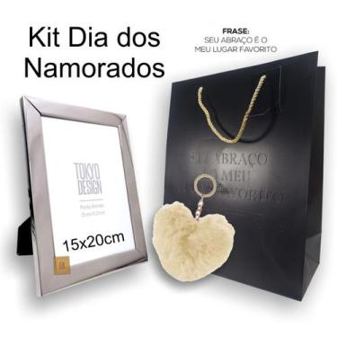Imagem de Kit Dia dos Namorados Porta Retrato Luxo Chaveiro e Sacola - MultiA, P