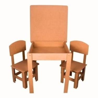 Imagem de Mesa Infantil Com 2 Cadeiras Mdf Cru - Ana Decorações