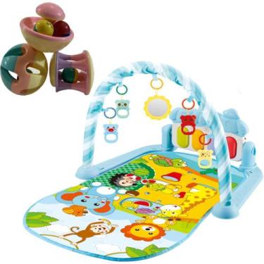 Imagem de Kit Tapete de Atividade Azul e Chocalho Divertido Interativo - Color B