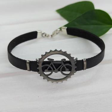 Imagem de Pulseira Bike em prata e couro - Abiel Joias