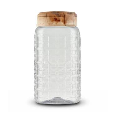 Imagem de Potes Plástico 1,5 Litro Tampa Encaixe Travertino Bege Organizador Tex