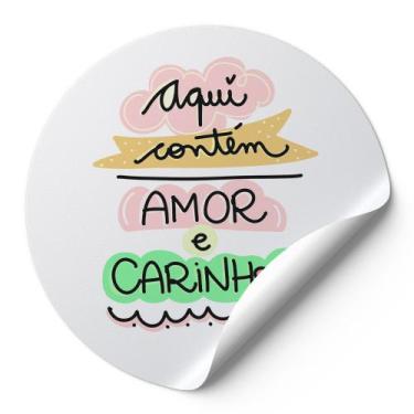 Imagem de 120 Tag Etiquetas Adesivos Para Embalagens Redonda Lettering Aqui Cont