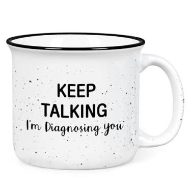 Imagem de YHRJWN Caneca Keep Talking I'm Diagnosing You, presentes de psicologia, terapeuta, psicólogo, conselheiro escolar, presentes de médico, presentes de saúde mental, presentes de aniversário de Natal