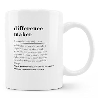 Imagem de FHUGX Caneca de café Difference Maker Definition - Mentor Boss Coworker Teacher Appreciation Gifts Caneca de cerâmica xícara de café 325 ml, presentes de agradecimento para mulheres assistentes