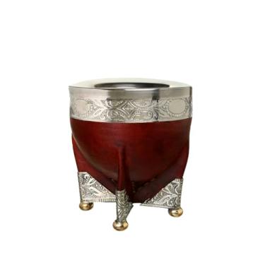 Imagem de Generic Taça Imperial Mate Cup, forrada com couro argentino e virola de prata de níquel duplo e base de prata de níquel (marrom), curta