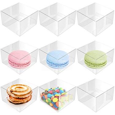Imagem de Nicunom 100 caixas transparentes para macaron, recipientes para caixa de embalagem de macaron, caixas de confeitaria transparentes para sobremesas, mini cupcakes, biscoitos, muffins de festa