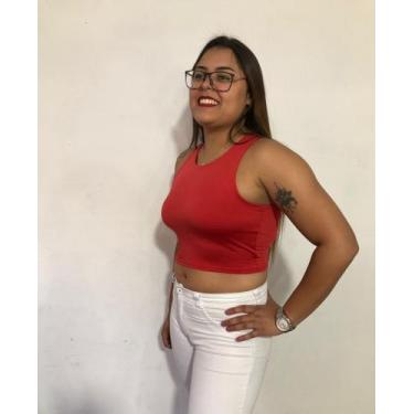 Imagem de Cropped Regata Feminino Com Costura Embutida Top Regatinha Tecido Supl