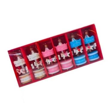 Imagem de MERIGLARE 6x Carrossel Cavalo Pendurado Pingente Decoração de Natal Decorativo Celebração Festa Suprimentos Ornamento para Sala de Estar Gabinete, Azul Rosa Branco