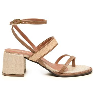 Imagem de Sandália Couro Feminina Palha Isis Cappucino