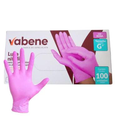 Imagem de Luvas Nitrílicas Vabene Sem Pó Tam:g Com 100 Uni Rosa