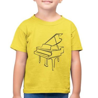 Imagem de Camiseta Algodão Infantil Piano - Foca na Moda, Amarelo canário, 12
