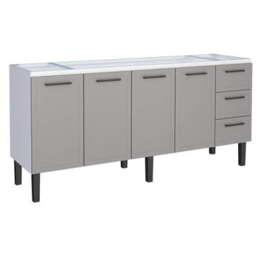 Imagem de Gabinete de Cozinha Cinza em Aço 192cm 3 Gavetas Juno Cozimax