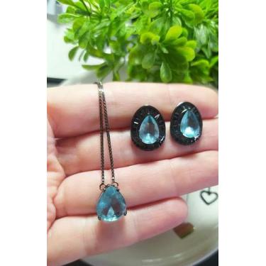 Imagem de Conjunto de acqua marine (azul) prata 925 - Ekeka Joias