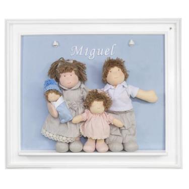 Imagem de Porta Maternidade Quadro Luz de Led Família Irmã com Bebê Menino Quart