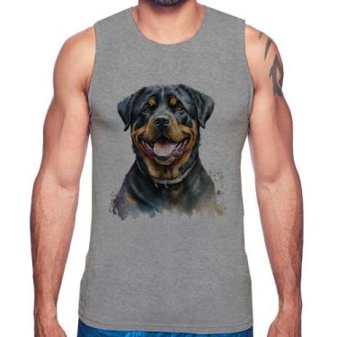 Imagem de Regata Cachorro Rottweiler - Foca na Moda, Cinza, M