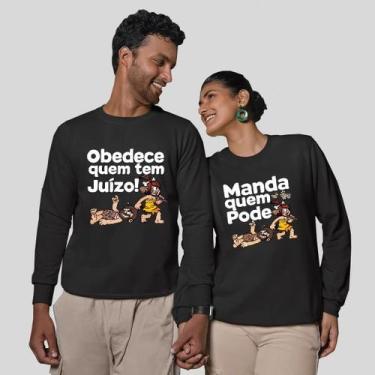 Imagem de Kit 2 Blusas Frio Moletom Careca Sem Capuz Casal Namorados Frase - MP 