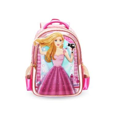 Imagem de Mochila Costas Infantil Boneca Princesa Rosa Menina Escolar - Denlex