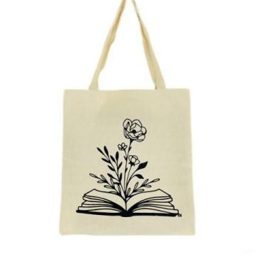 Imagem de Bolsa Ecobag  100% algodão Estampa LIVRO FLOWER - CARIOCA MAIS