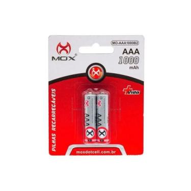 Imagem de Pilha Palito Recarregável Mox Kit Com 2 Pilhas Aaa 1000mah