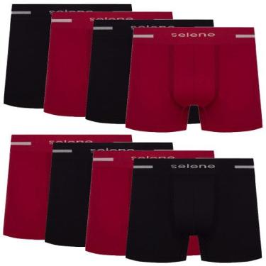 Imagem de Kit 8 Cueca Boxer Box Microfibra  Selene Masculina Original, Preta com