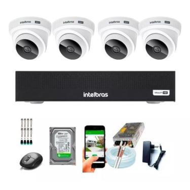Imagem de Kit 4 Câmeras Intelbras 1120 Dome Dvr 4 Canais Completo