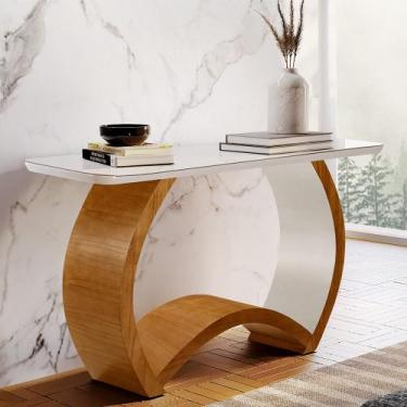 Imagem de Aparador Bali com Tampo em MDF Laqueado e Vidro Canto Copo 150x40CM - 