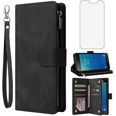 Imagem de Asuwish Compatível com Samsung Galaxy J2 Pure J2 Core 2018 2020 J 2 Dash 2J Shine 2019 Capa carteira protetora de tela de vidro temperado capa flip capas de telefone para J2Core J2Dash J2Pure J2Shine