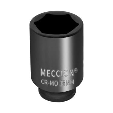 Imagem de Meccion Soquete de impacto de 1/2 polegada 36 mm, métrico, soquete de impacto quadrado profundo Cr-Mo de 6 pontos, comprimento de 78 mm