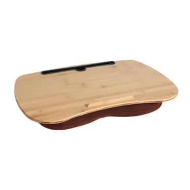 Imagem de WeiLaiKeQi Mesa de colo com almofada bandeja ergonômica fácil de usar conforto versátil presente ideal portátil para cama de artesanato em dormitório doméstico, com Ranhura, 55cmx35cm