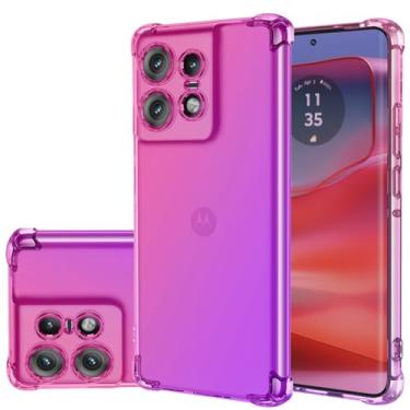 Imagem de Gufuwo Capa para Moto Edge 50 Pro, capa fofa para Motorola Edge 50 Pro, meninas, mulheres, gradiente, fina, antiarranhões, capa protetora à prova de choque para Motorola Edge 50 Pro 5G rosa/roxo