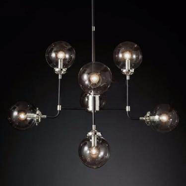 Imagem de BFBHZY Lustre Sputnik de 8 luzes, luz pendente ajustável moderna preta industrial vintage luminária de teto para cozinha, sala de estar, sala de jantar