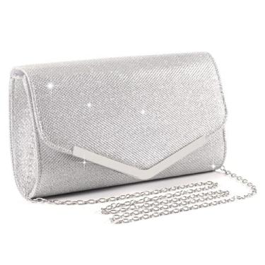 Imagem de Elegante bolsa de mão com lantejoulas para noite bolsa de ombro com corrente brilhante para noite nupcial festa de formatura, 1 - prata