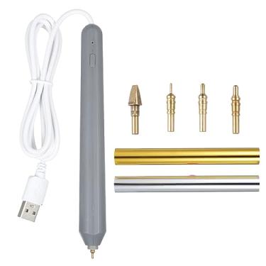 Imagem de Vislone 4 rolos de papel alumínio quente dourado e prata, rolo de folha quente usado com caneta quente