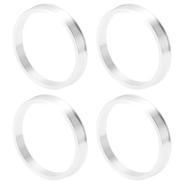Imagem de INFINAUTO Anéis centralizados no cubo da roda do carro OD 66,1 mm para ID 58,6 mm eixo central de rodas amortecedores Hubrings liga de alumínio tom prata durável