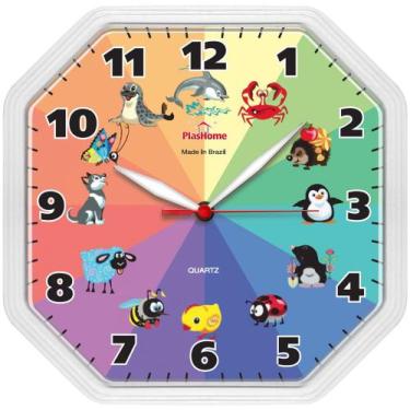 Imagem de Relógio de Parede Plashome Gama Branco Decoração Quarto Infantil Oitav