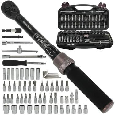 Imagem de UYECOVE Conjunto de 63 chaves de torque de 1/10.2 cm (1-25 N.M/10-222.5IN.LB), com conjunto de soquete de broca métrica e barra de extensão para reparo automático e uso doméstico, com estojo de