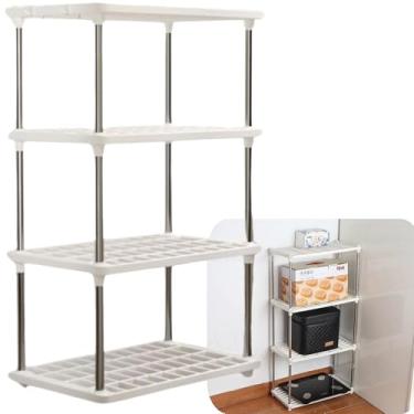 Imagem de Prateleira Modular 4 Andares, Estante Multiuso, Estante Organizadora em Plástico, Branca - Ideal para Cozinha, Banheiro, Lavanderia, Escritorio, Quarto, Infantil
