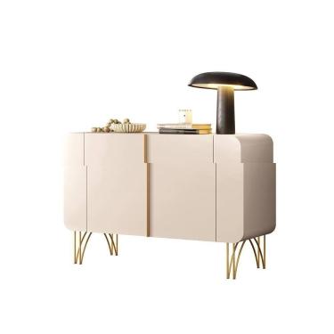 Imagem de Buffet Decorativo Sala De Estar Bambino Mdp/mdf Pés Em Aço Off White G26 - Gran Belo