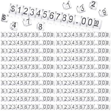 Imagem de Qunclay 50 conjuntos de exibição de preços, número de cubos, letras de preços, blocos de cubo ajustáveis, suporte de exibição de dólar, kit de balcão pequeno para joias de varejo e máquinas de venda