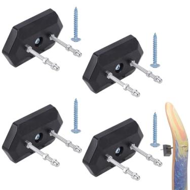 Imagem de FINGERINSPIRE 4 conjuntos de cabides de armazenamento de skate de plástico para skate com ferragens para snowboard, suporte de parede, preto, suporte de parede para skate, snowboard, scooter,