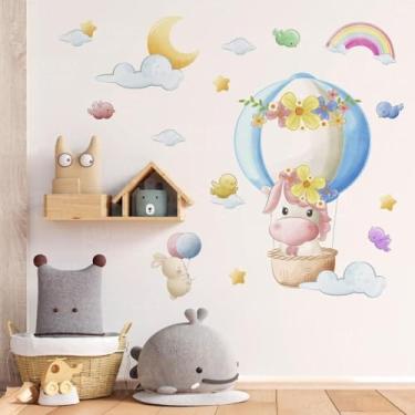 Imagem de Papel de Parede Adesivo Infantil Decoração Quarto Bebê Kids Balões e Nuvens Brinquedoteca