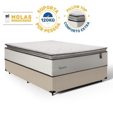 Imagem de Cama Box com Colchão de Molas Ensacadas Pillow Top Supreme Lux Casal 138cm