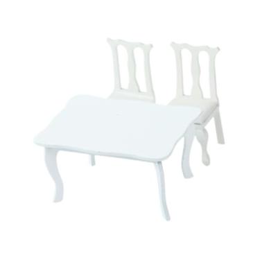 Imagem de YIJU 1:12 Mesa e cadeira de bonecas, brinquedos em miniatura, presente de natal, decoração de boneca Diy Wood Fingle Play Toy for Kids