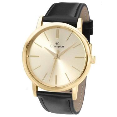 Imagem de Relógio Masculino Dourado Champion Pulseira De Couro Barato