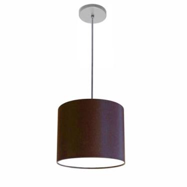 Imagem de Lustre Luminária Pendente Vivare Free Lux PE-4107CZ Cúpula em Tecido 25x20cm - Café