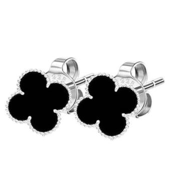 Imagem de Par De Brinco Prata Trevo Luxo Virginia Aço Inox 316l - Nevatto Acessó