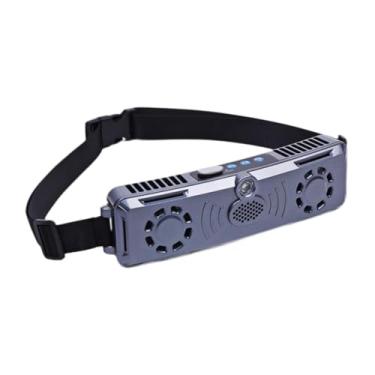 Imagem de XLWLLNJ Ventilador da cintura com correia ajustável 2 aberturas de ar com motores sem escova carregando 4 velocidades por acampamento esportivo multiuso, Cinza